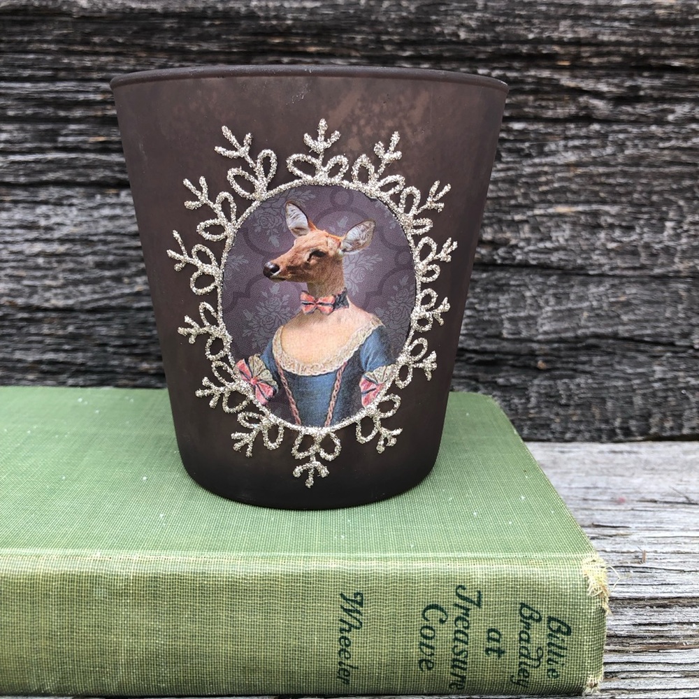 🩶Whimsical t-light candle holder Whimsy Deer Victorian oddities decor Sparkle🩶